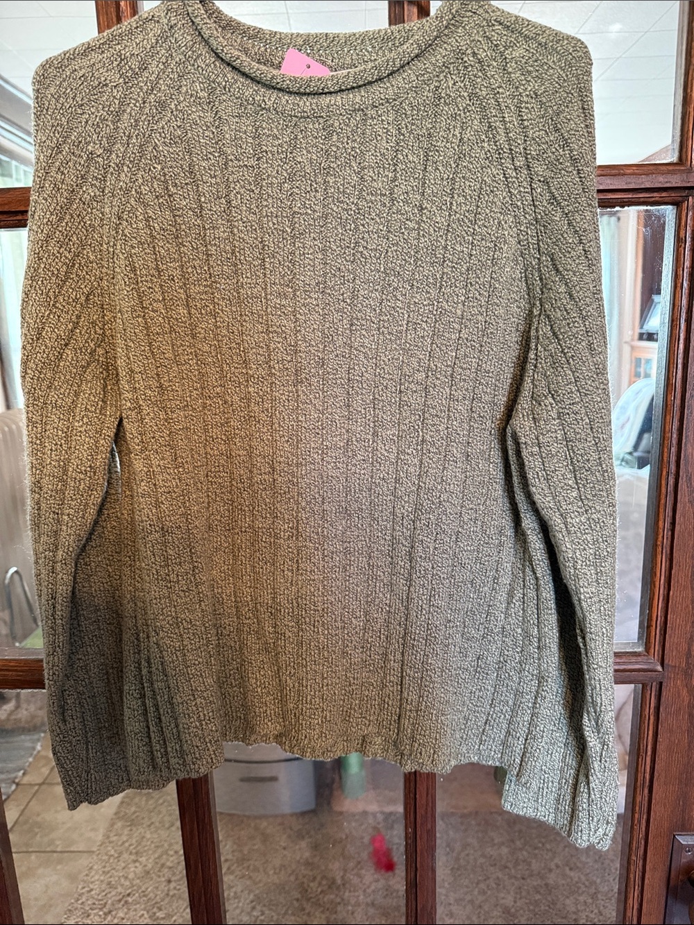 Carolyn Taylor Essentials Sage Green Ribbed Crew Neck Marl Sweater XL RN92054